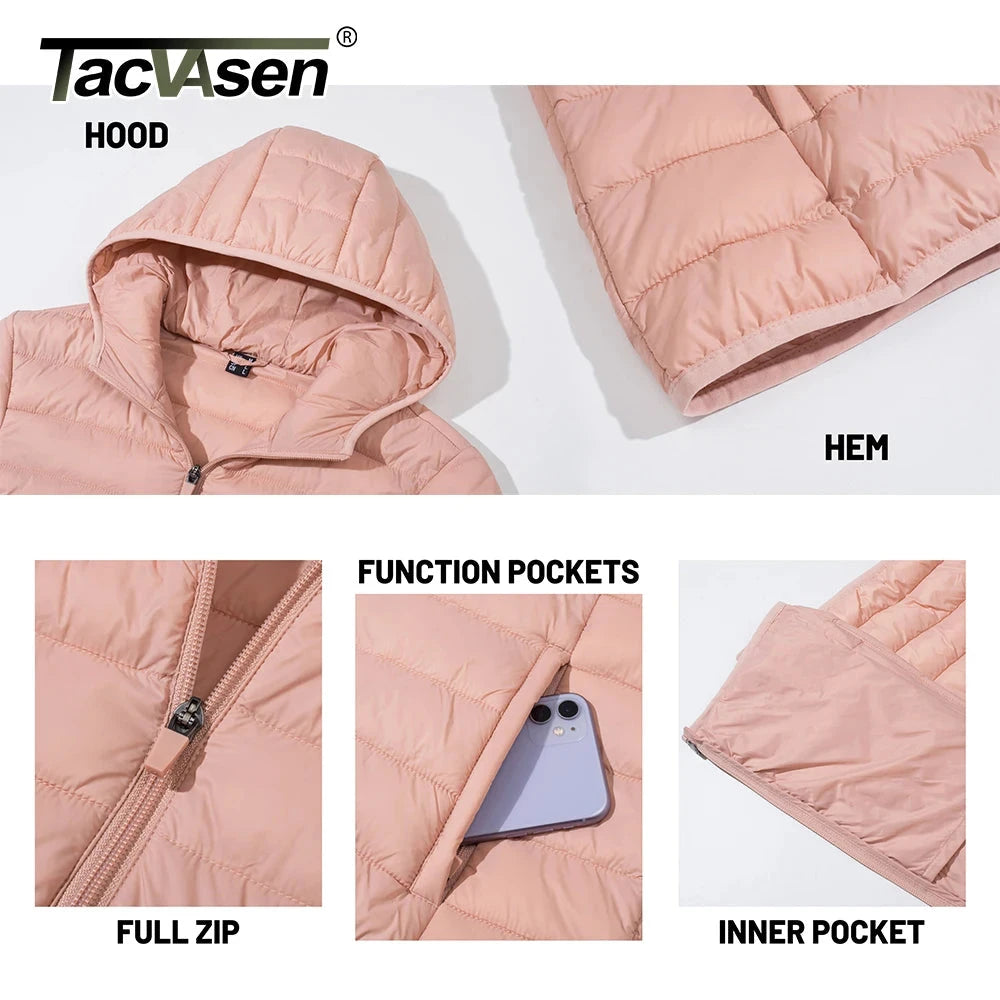 TACVASEN Winter Hooded Puffer Jacket Womens Quilted Warm GlowCart