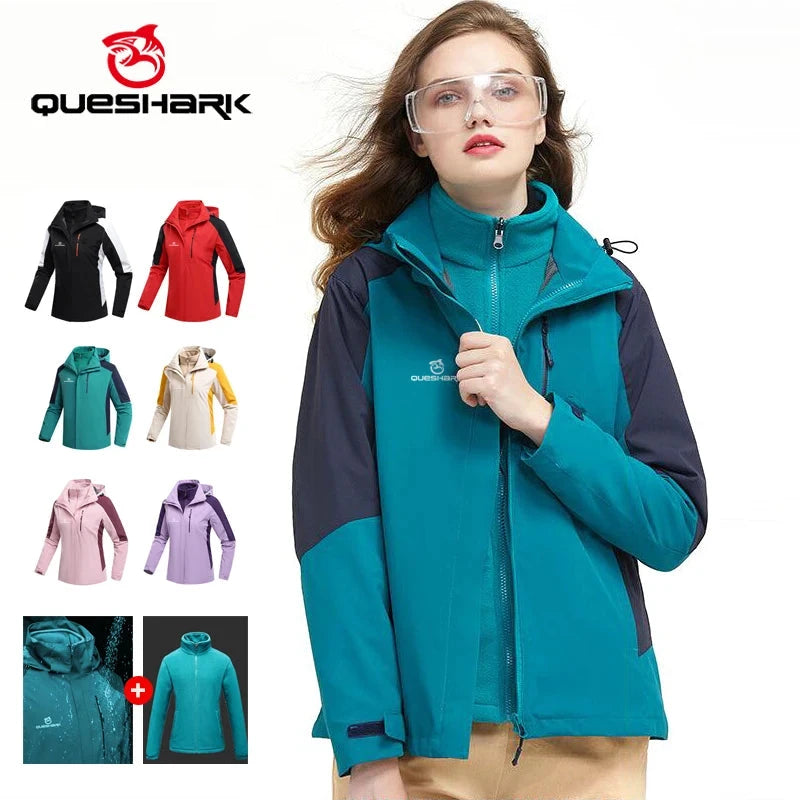 Queshark 3 in 1 Set Women Removable Fleece Jacket Waterproof GlowCart