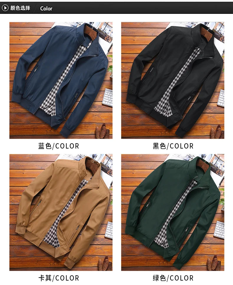 2025 Spring Autumn Casual Solid Fashion Slim Bomber Jacket