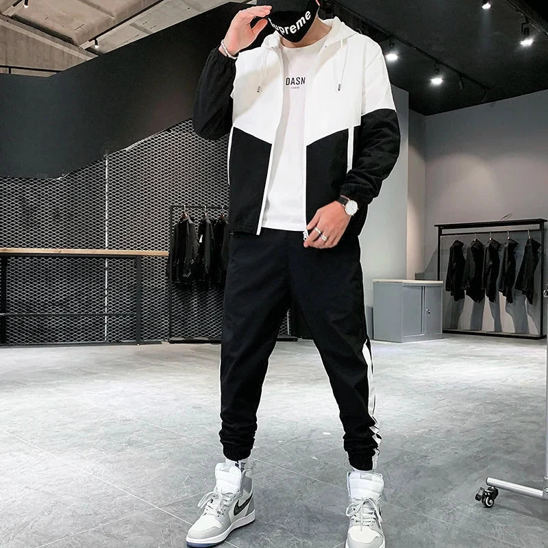 2025 Men Tracksuit Casual Joggers Hooded Sportswear Jackets GlowCart