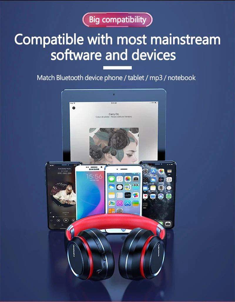 Lenovo HD200 Bluetooth Earphones Over-ear Foldable Computer GlowCart