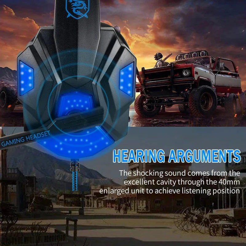 Professional Led Light Wired Gaming Headphones With GlowCart