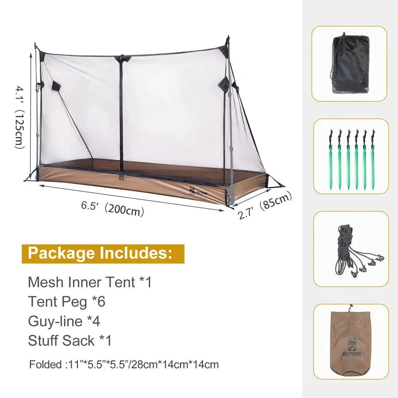OneTigris Outdoor Mesh Inner Tent 1 person Camping Shelter GlowCart