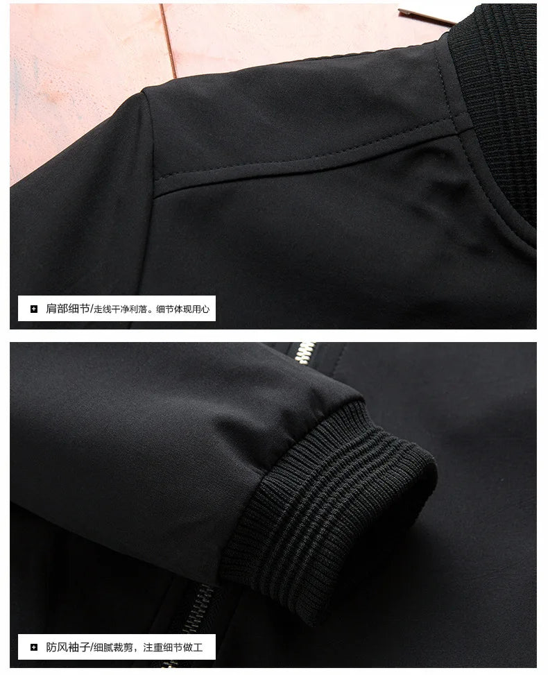 Men Bomber Jacket Thin Slim Long Sleeve baseball Jackets
