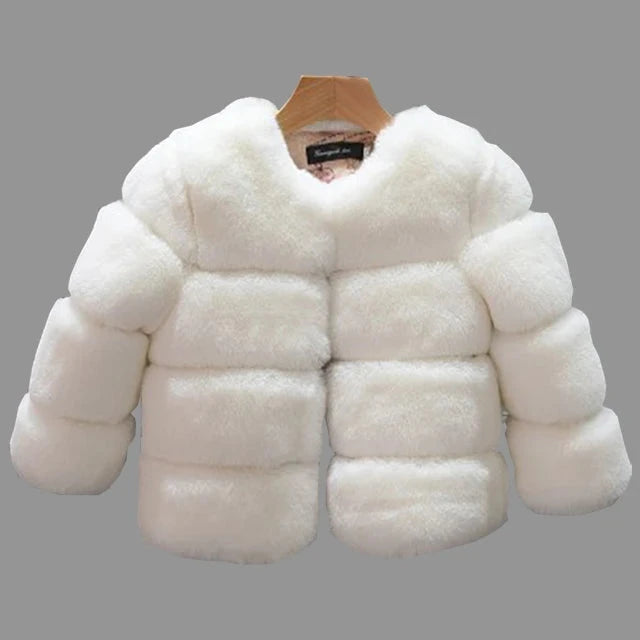 Girls Faux Fur Coat Winter Children Girls Long Sleeve Christmas Jacket Warm Kids Girls Coat Girls Outerwear Clothing GlowCart