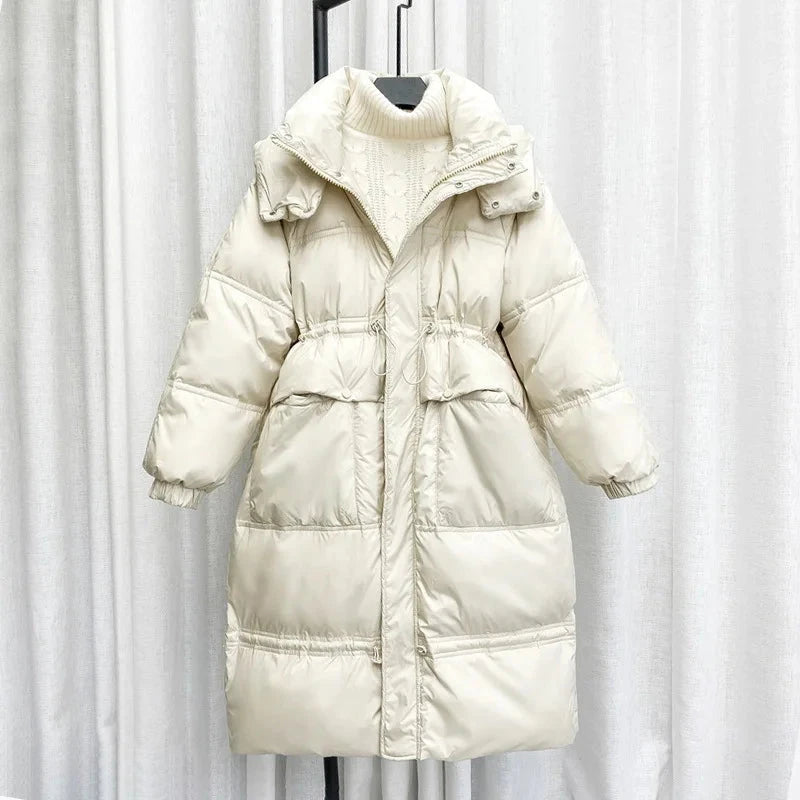 Loose Hooded Down Jacket Women Fashion Solid Color Big GlowCart