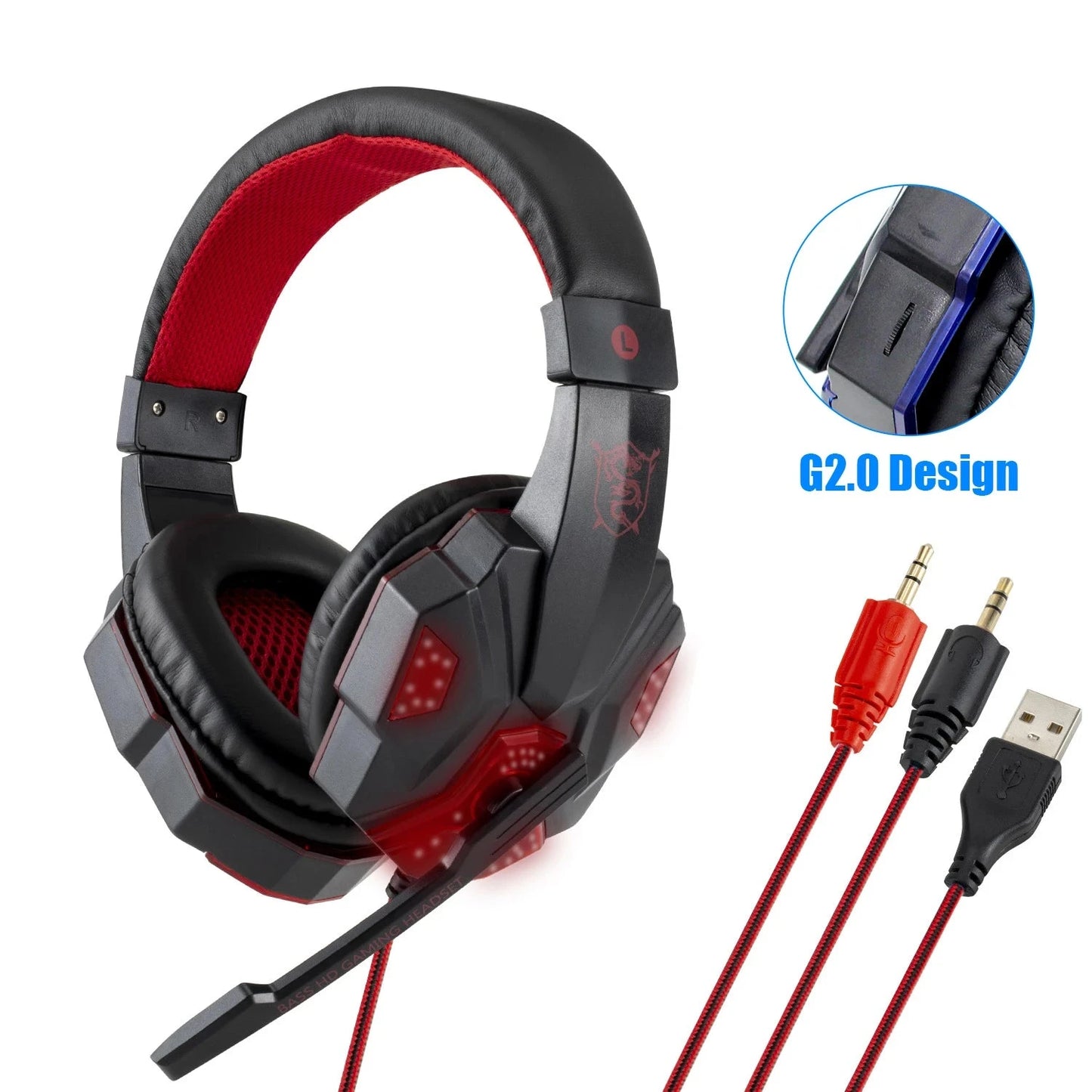 Professional Led Light Wired Gaming Headphones With GlowCart
