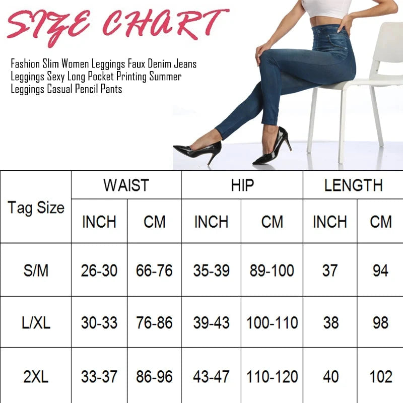 Miss Moly Fashion Slim Women Leggings Faux Denim Jeans GlowCart