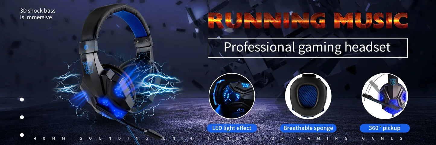 Professional Led Light Wired Gaming Headphones With GlowCart