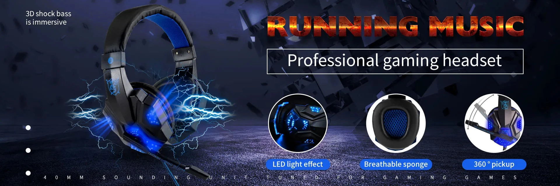 Professional Led Light Wired Gaming Headphones With GlowCart