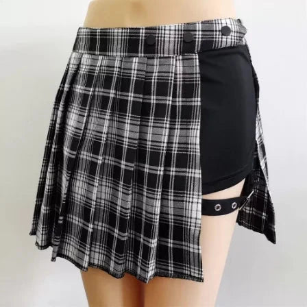 Sexy Gothic Women Skirt High Waist Pleated Punk  Black GlowCart