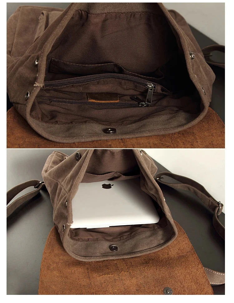 Fashion Backpack Leather Canvas men Backpack Women School GlowCart