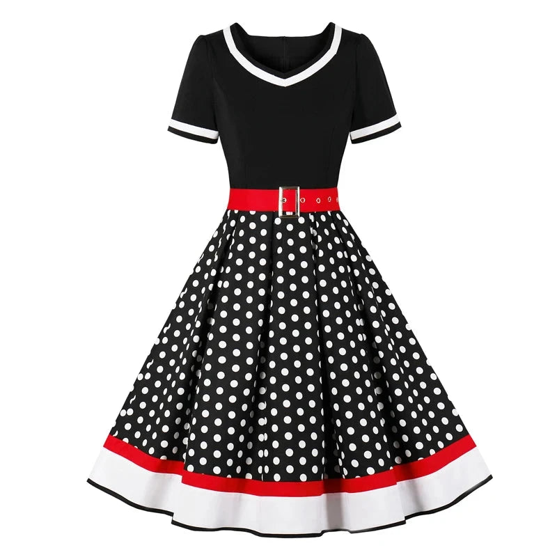 Tonval Vintage 50s Ladies Floral Pleated Rockabilly Dress GlowCart
