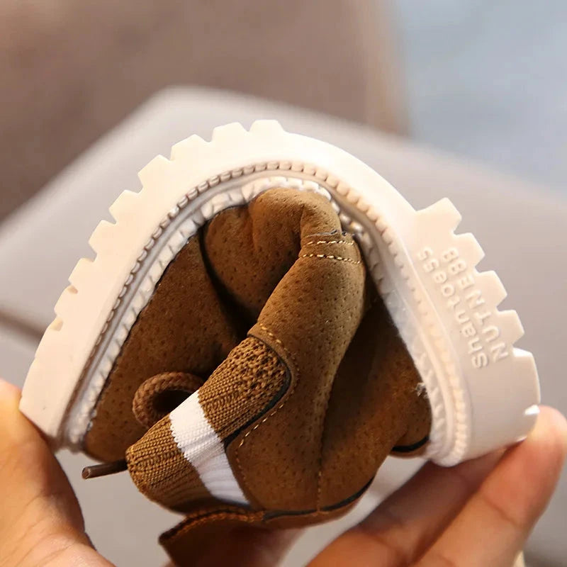 Children's Casual Shoes Autumn Winter Snow Boots Boys Shoes Fashion Leather Soft Antislip Girls Boots 21-30 Sport Running Shoes GlowCart