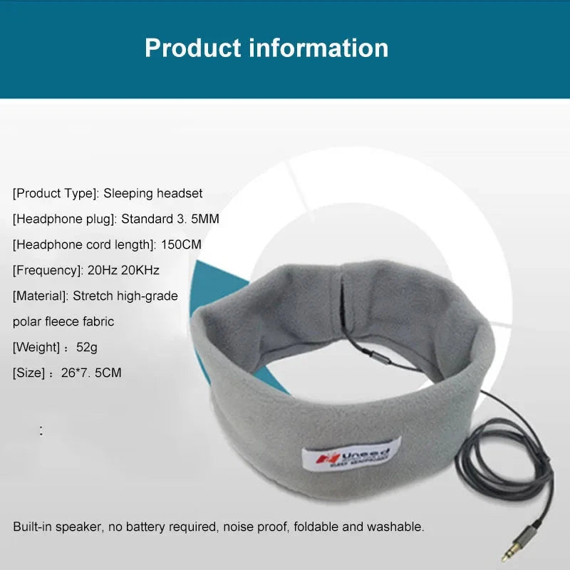 Wired Sleep Headset Sports Breathable Headband Soft Earphone GlowCart