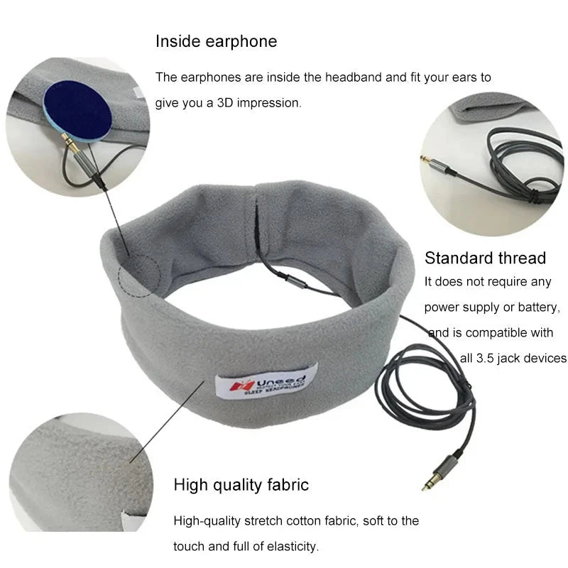 Wired Sleep Headset Sports Breathable Headband Soft Earphone GlowCart