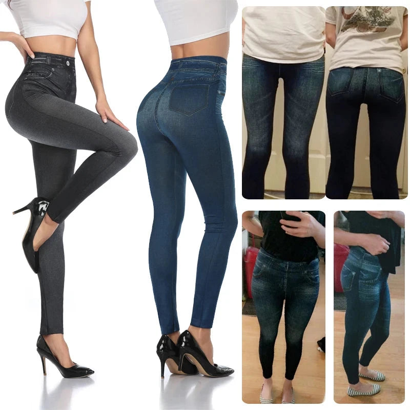 Miss Moly Fashion Slim Women Leggings Faux Denim Jeans GlowCart