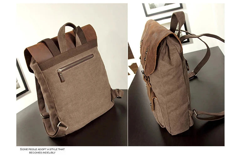 Fashion Backpack Leather Canvas men Backpack Women School GlowCart