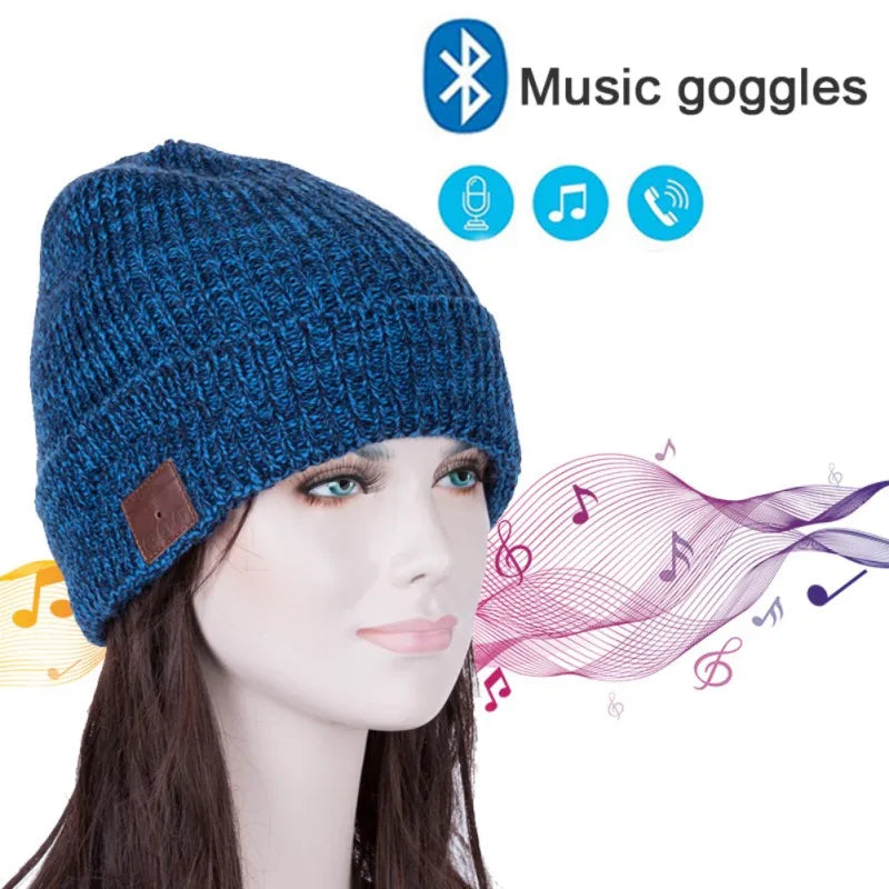 Wireless Bluetooth Headphones Beanies Cap Earphone With Mic Winter Warm Music Caps Fashion Mixed Color Knitted Hedging Hat GlowCart