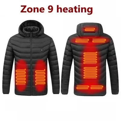 Men's parka Winter Warm USB Heating Jackets Smart Thermostat GlowCart