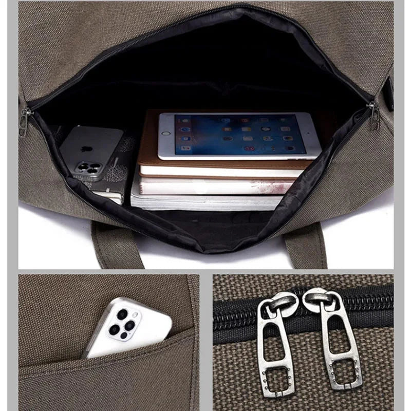 Men Folding Travel Bag Large Capacity Canvas Unisex Luggage GlowCart