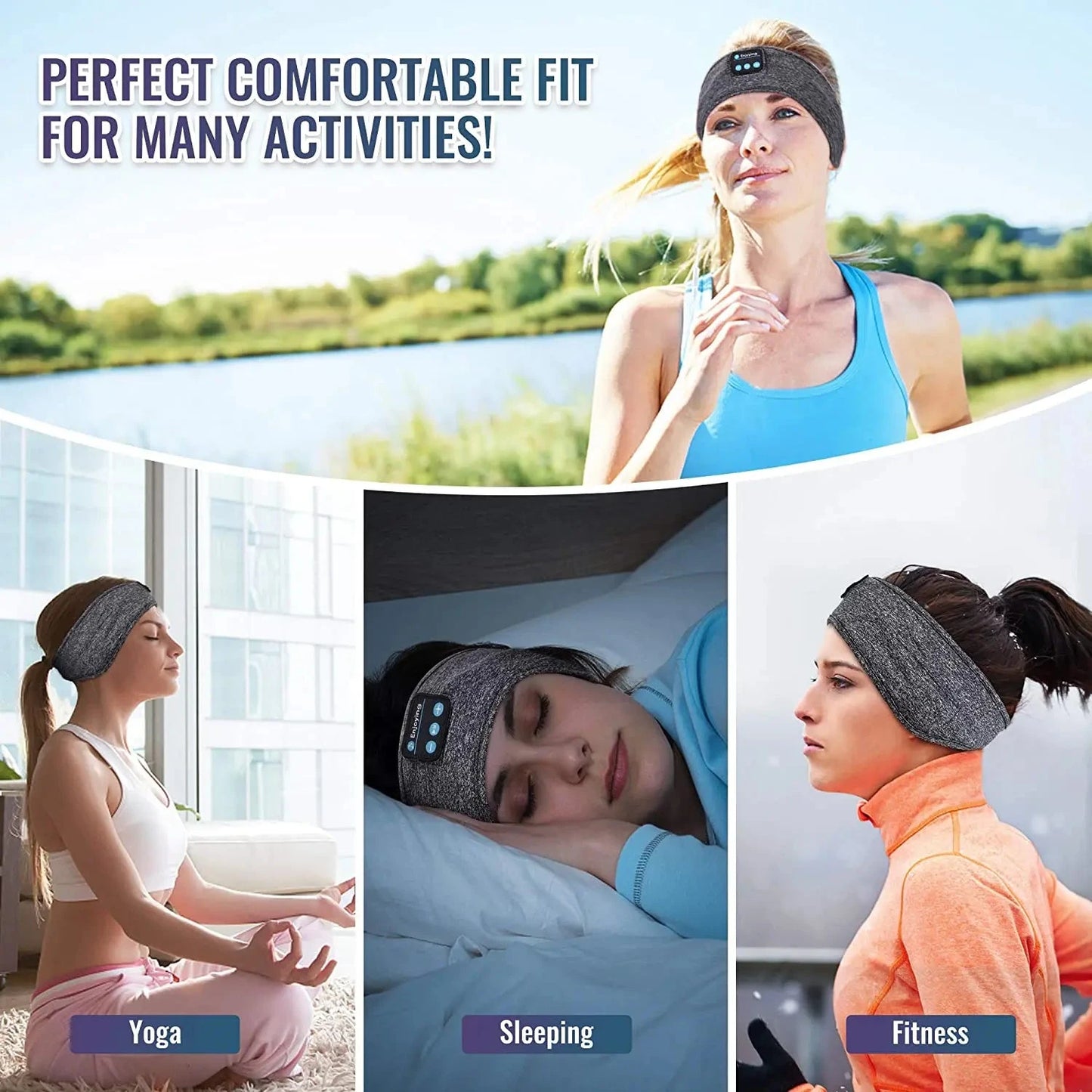 Thin Summer Sleep Headphones Bluetooth Mask Wireless Sports GlowCart