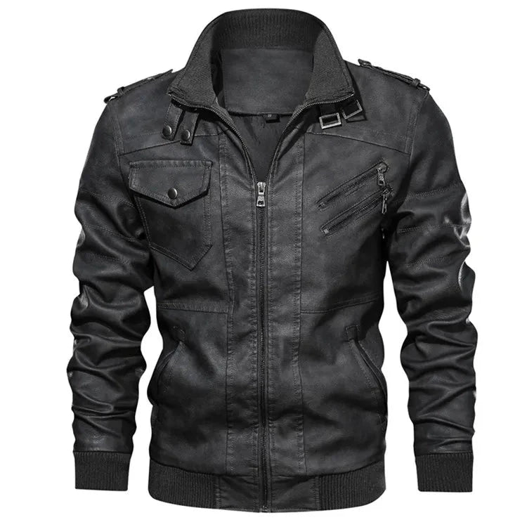 KB New Men's Leather Jackets Autumn Casual Motorcycle PU GlowCart