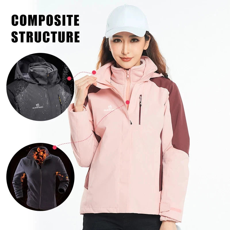 Queshark 3 in 1 Set Women Removable Fleece Jacket Waterproof GlowCart