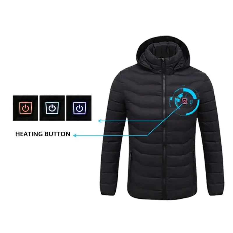 Men's parka Winter Warm USB Heating Jackets Smart Thermostat GlowCart