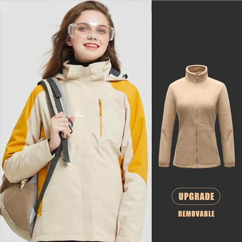 Queshark 3 in 1 Set Women Removable Fleece Jacket Waterproof GlowCart