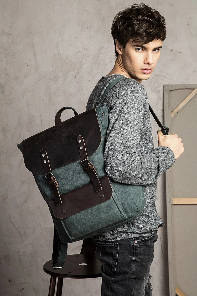 Fashion Backpack Leather Canvas men Backpack Women School GlowCart