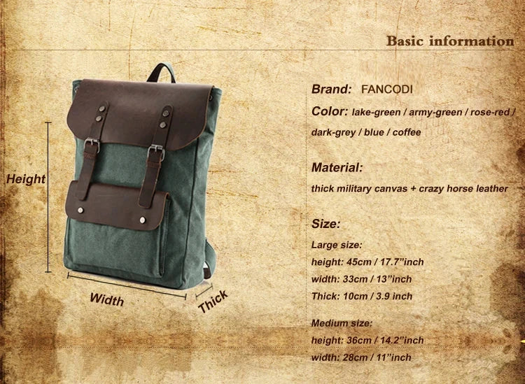 Fashion Backpack Leather Canvas men Backpack Women School GlowCart