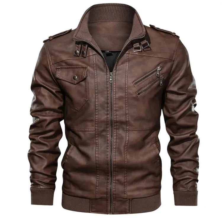 KB New Men's Leather Jackets Autumn Casual Motorcycle PU GlowCart