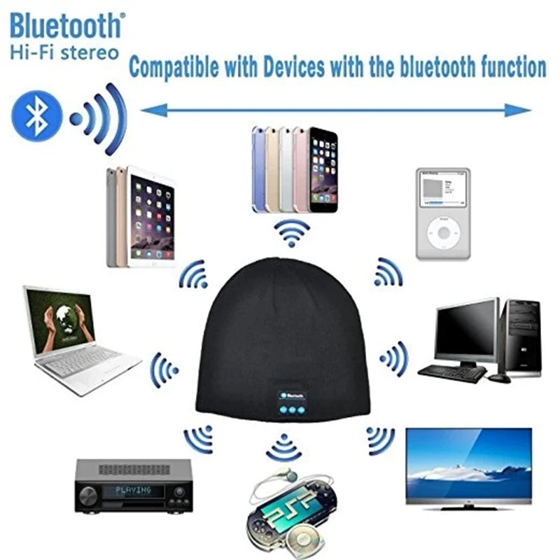 Bluetooth Headphone Wireless Smart Cap Headset Warm Beanie Speaker Hunting Camping Running Music Earphone Hat Rechargeable GlowCart