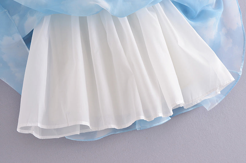 Women Puff Sleeve Tulle Tutu Princess Dress Square Collar GlowCart