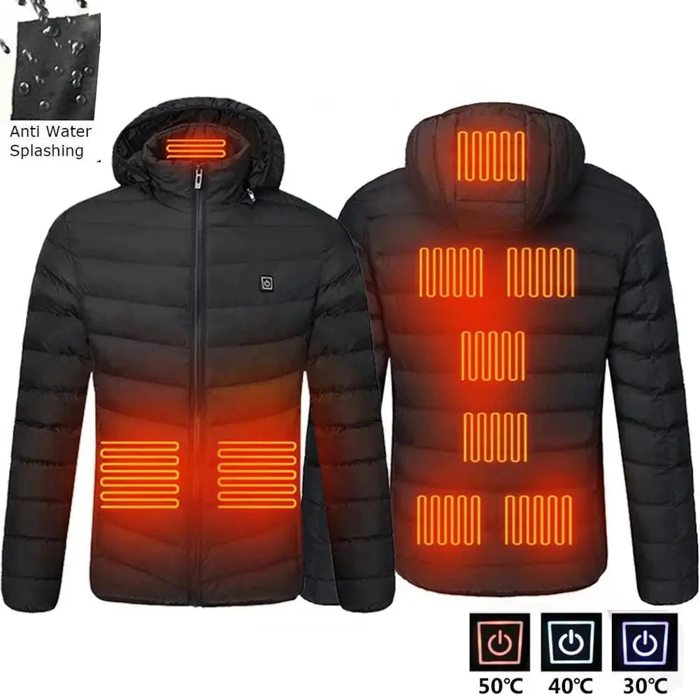 Men's parka Winter Warm USB Heating Jackets Smart Thermostat GlowCart