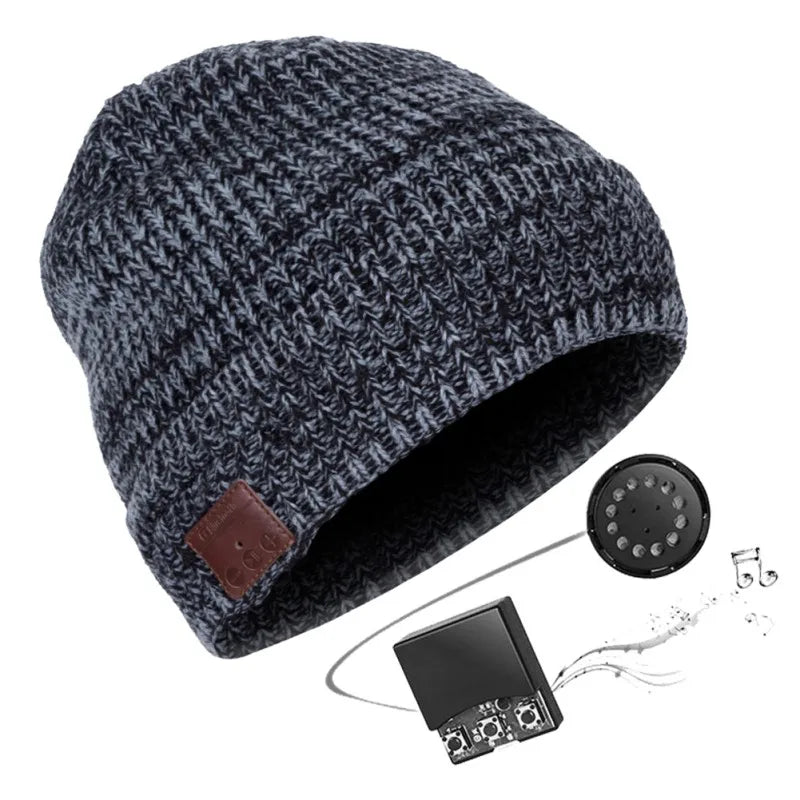Wireless Bluetooth Headphones Beanies Cap Earphone With Mic Winter Warm Music Caps Fashion Mixed Color Knitted Hedging Hat GlowCart