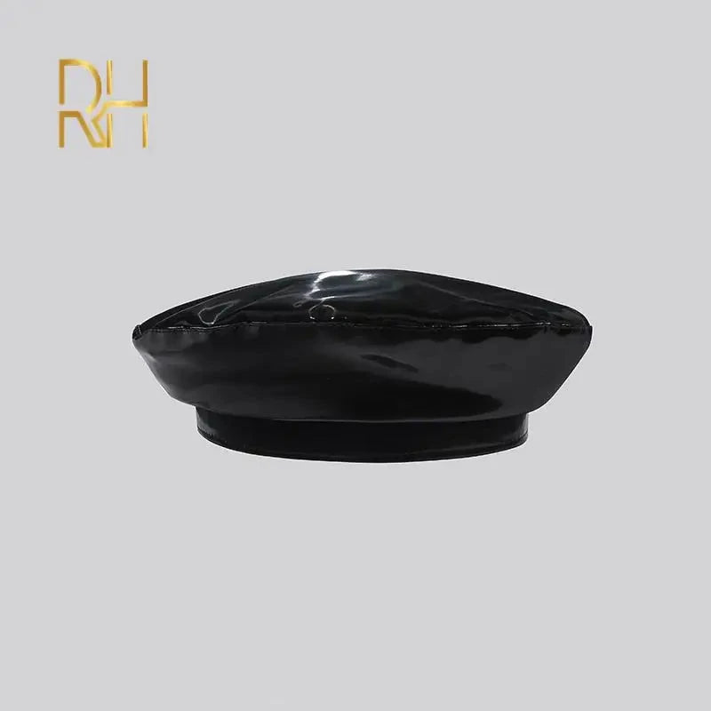 Lady mirror PU leather painter caps casual hat fashion GlowCart