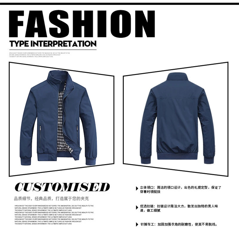 2025 Spring Autumn Casual Solid Fashion Slim Bomber Jacket