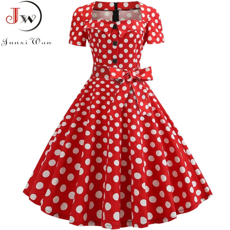 Women Square Collar Elegant Vintage Summer Dress Short GlowCart