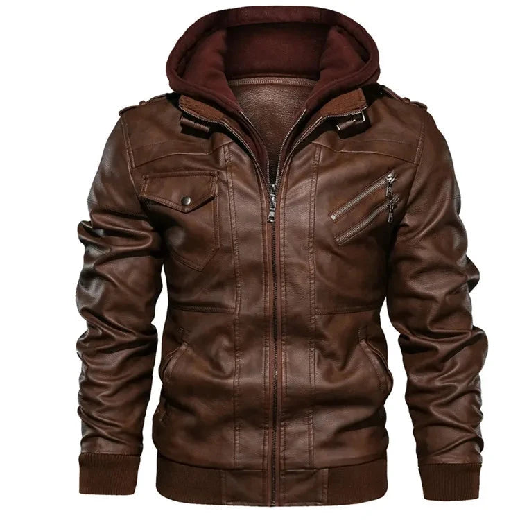 KB New Men's Leather Jackets Autumn Casual Motorcycle PU GlowCart