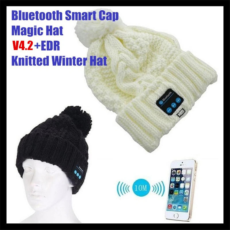 Women&Girl's Wireless Bluetooth V4.2 Smart Woolen Knitted Beanie Winter Hat Headset Hands-free Music Magic Cap,Mp3 Speaker Mic GlowCart
