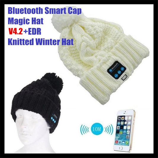 Women&Girl's Wireless Bluetooth V4.2 Smart Woolen Knitted Beanie Winter Hat Headset Hands-free Music Magic Cap,Mp3 Speaker Mic GlowCart