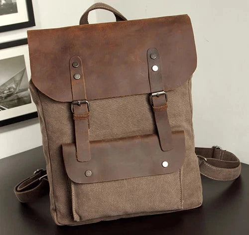 Fashion Backpack Leather Canvas men Backpack Women School GlowCart