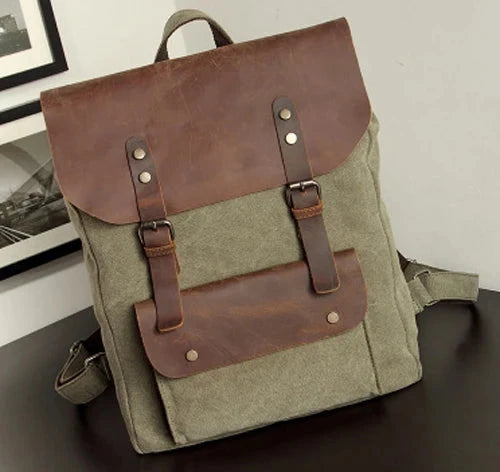 Fashion Backpack Leather Canvas men Backpack Women School GlowCart