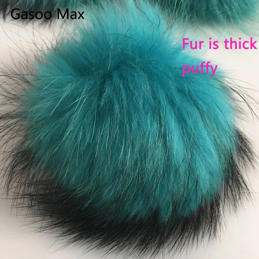 5pcs/ Lot DIY 14-15cm Large Red Black White Raccoon Fur GlowCart