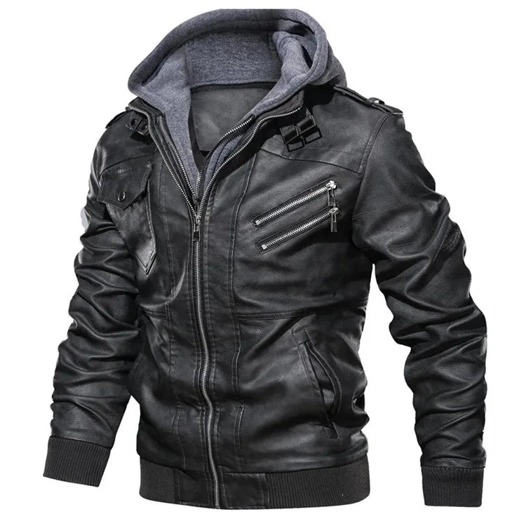 KB New Men's Leather Jackets Autumn Casual Motorcycle PU GlowCart