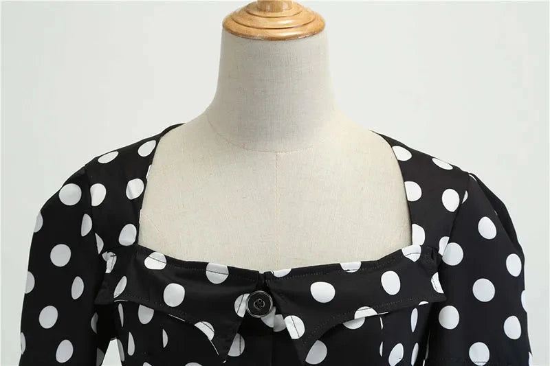 Women Square Collar Elegant Vintage Summer Dress Short GlowCart