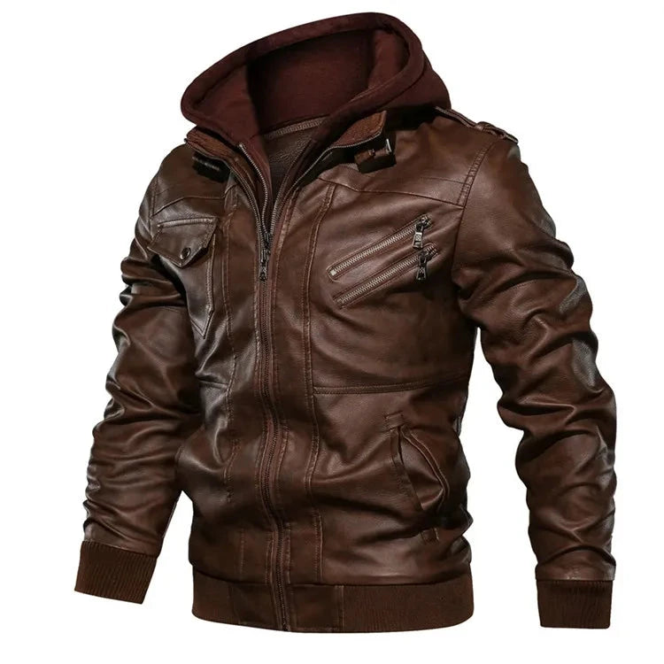 KB New Men's Leather Jackets Autumn Casual Motorcycle PU GlowCart