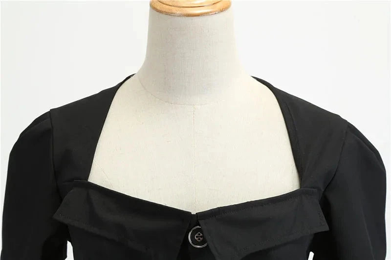 Women Square Collar Elegant Vintage Summer Dress Short GlowCart